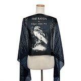The Raven by Edgar Allan Poe  Chiffon scarf. Black scarf, Goth scarf, Gothic Scarf, Emo Scarf, Nevermore.