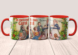 A Christmas Carol by Charles Dickens Mug and Coaster Set. Coffee Mug  and Coaster with Christmas Carol design, Christmas Gift.