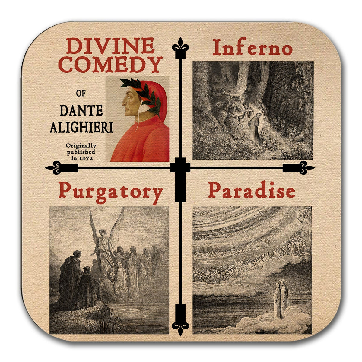 The Divine Comedy by Dante Alighieri Coaster. Coffee Mug Coaster