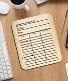 Library Due Date Mouse pad. Literary Mousepad with Library Due Date Card and Date Stamps design, Bookish Gift, Literary Gift, Library