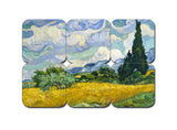 Wheat Field with Cypresses by Vincent van Gogh Coasters. 6 coasters with Wheat Field with Cypresses puzzle-like design.