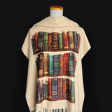 Bookshelf Scarf Wrap, Literary Shawl with Classic Book Titles, Book Lover Gift, Librarian Gift, Bookish Accessory