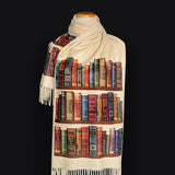 Bookshelf Scarf Wrap, Literary Shawl with Classic Book Titles, Book Lover Gift, Librarian Gift, Bookish Accessory