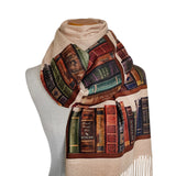 Bookshelf Scarf Wrap, Literary Shawl with Classic Book Titles, Book Lover Gift, Librarian Gift, Bookish Accessory