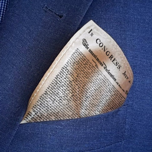 US Declaration of Independence Pocket Square, Pocket Square with US Declaration of Independence. Lawmaker gift, In Congress JULY 4 1776