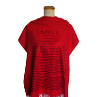 Dracula Scarf Shawl Wrap, Gothic Horror Literary Gift, Cozy Red Book Scarf, Bram Stoker Vampire Novel