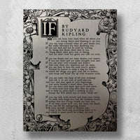 IF by Rudyard Kipling poem wall art metal panel. Rudyard Kipling poetry. Literary Gift. If poem.