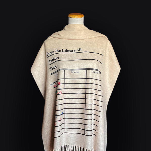Library Card Scarf with Due Date Stamps. Book Lovers Scarf, Literary Scarf, Library Scarf, Bookish Gift, Reading Accessory, Unique Gift for Readers Library Card Scarf with Due Date Stamps. Book Lovers Scarf, Literary Scarf, Library Scarf, Bookish Gift, Reading Accessory, Unique Gift for Readers