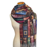 Bookshelf Scarf (Full Print), Book Lover Gift, Library Scarf, Literary Scarf Wrap, Damask Floral Scarf, Book Shawl, William Morris Inspired