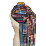 Bookshelf Scarf (Full Print), Book Lover Gift, Library Scarf, Literary Scarf Wrap, Damask Floral Scarf, Book Shawl, William Morris Inspired
