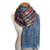 Bookshelf Scarf (Full Print), Book Lover Gift, Library Scarf, Literary Scarf Wrap, Damask Floral Scarf, Book Shawl, William Morris Inspired
