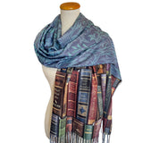 Bookshelf Scarf (Full Print), Book Lover Gift, Library Scarf, Literary Scarf Wrap, Damask Floral Scarf, Book Shawl, William Morris Inspired