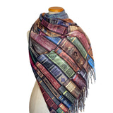 Bookshelf Scarf (Full Print), Book Lover Gift, Library Scarf, Literary Scarf Wrap, Damask Floral Scarf, Book Shawl, William Morris Inspired