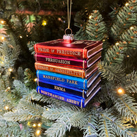 Jane Austen Christmas Tree Ornament, Bookish Christmas Decoration, Librarian Teacher Book Club Gift, Classic Literature, Blown Glass 3D