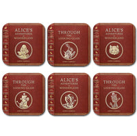 Alice in Wonderland and Through the Looking-Glass by Lewis Carroll Coaster Set. Tea Party Decor. Cheshire Cat, White Rabbit, Mad Hatter