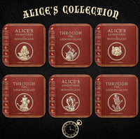 Alice in Wonderland and Through the Looking-Glass by Lewis Carroll Coaster Set. Tea Party Decor. Cheshire Cat, White Rabbit, Mad Hatter