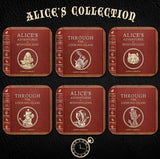 Alice in Wonderland and Through the Looking-Glass by Lewis Carroll Coaster Set. Tea Party Decor. Cheshire Cat, White Rabbit, Mad Hatter