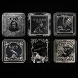 Edgar Allan Poe Coaster Set: The Raven, Tell-Tale Heart, Annabel Lee, Cask of Amontillado, Alone, Dream Within a Dream, Gothic Literary Gift