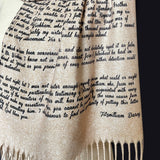 Darcy's Letter to Elizabeth from Pride and Prejudice by Jane Austen Scarf (Full Print). Jane Austen Literary Scarf, Romantic Novel Gift