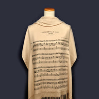 Music Scarf, Sheet Music scarf. Frederic Chopin, Ludwig van Beethoven, Johann Pachelbel, Claude Debussy, W.A.Mozart, Antonio Vivaldi