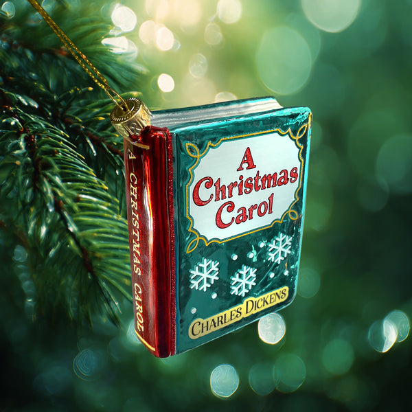 A Christmas Carol by Charles Dickens Christmas Tree Ornament, Book Glass Ornament, Blown Glass 3D, Book Lover Gift, Christmas Tree Decor.