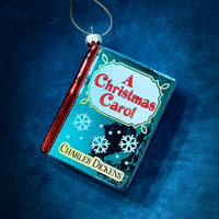 A Christmas Carol by Charles Dickens Christmas Tree Ornament, Book Glass Ornament, Blown Glass 3D, Book Lover Gift, Christmas Tree Decor.