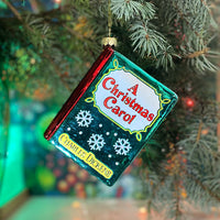 A Christmas Carol by Charles Dickens Christmas Tree Ornament, Book Glass Ornament, Blown Glass 3D, Book Lover Gift, Christmas Tree Decor.