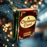 A Christmas Carol by Charles Dickens Christmas Tree Ornament (Red), Book Ornament, 3D Blown Glass Christmas Tree Decoration, Gift for Book Lovers.