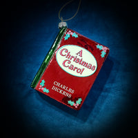 A Christmas Carol by Charles Dickens Christmas Tree Ornament (Red), Book Ornament, 3D Blown Glass Christmas Tree Decoration, Gift for Book Lovers.