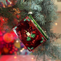 A Christmas Carol by Charles Dickens Christmas Tree Ornament (Red), Book Ornament, 3D Blown Glass Christmas Tree Decoration, Gift for Book Lovers.