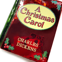 A Christmas Carol by Charles Dickens Christmas Tree Ornament (Red), Book Ornament, 3D Blown Glass Christmas Tree Decoration, Gift for Book Lovers.