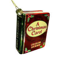 A Christmas Carol by Charles Dickens Christmas Tree Ornament (Red), Book Ornament, 3D Blown Glass Christmas Tree Decoration, Gift for Book Lovers.