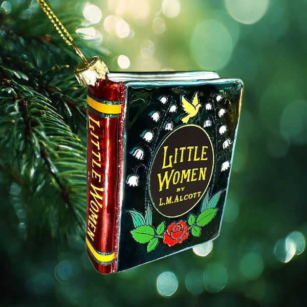 Little Women by Louisa M. Alcott Christmas Tree Ornament, Blown Glass 3D Book Ornament, Book Lover Gift, Holiday Gift for Book Lovers.
