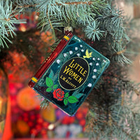 Little Women by Louisa M. Alcott Christmas Tree Ornament, Blown Glass 3D Book Ornament, Book Lover Gift, Holiday Gift for Book Lovers.