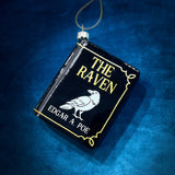 The Raven by Edgar Allan Poe Christmas Tree Ornament, Bookish Ornament, Gothic Literature Tree Decoration, Blown Glass 3D, Book Lover Gift.