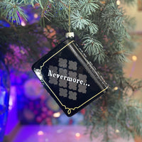 The Raven by Edgar Allan Poe Christmas Tree Ornament, Bookish Ornament, Gothic Literature Tree Decoration, Blown Glass 3D, Book Lover Gift.