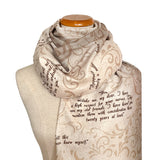 Pride and Prejudice Quotes Scarf, Jane Austen Literary Scarf, Book Lover Gift, Romantic Novel Shawl, Austen Quote Wrap, Bookish gift