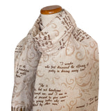 Pride and Prejudice Quotes Scarf, Jane Austen Literary Scarf, Book Lover Gift, Romantic Novel Shawl, Austen Quote Wrap, Bookish gift