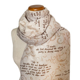 Pride and Prejudice Quotes Scarf, Jane Austen Literary Scarf, Book Lover Gift, Romantic Novel Shawl, Austen Quote Wrap, Bookish gift