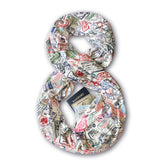 Travel Infinity Scarf with Hidden Zipper Pocket, Passport Stamp Scarf, World Travel, Travel Gift, Passport Holder Scarf, Gift for Traveler