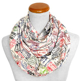 Travel Infinity Scarf with Hidden Zipper Pocket, Passport Stamp Scarf, World Travel, Travel Gift, Passport Holder Scarf, Gift for Traveler