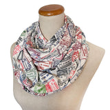 Travel Infinity Scarf with Hidden Zipper Pocket, Passport Stamp Scarf, World Travel, Travel Gift, Passport Holder Scarf, Gift for Traveler