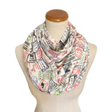 Travel Infinity Scarf with Hidden Zipper Pocket, Passport Stamp Scarf, World Travel, Travel Gift, Passport Holder Scarf, Gift for Traveler
