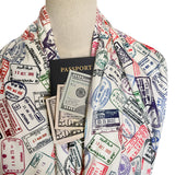 Travel Infinity Scarf with Hidden Zipper Pocket, Passport Stamp Scarf, World Travel, Travel Gift, Passport Holder Scarf, Gift for Traveler