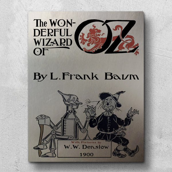 The Wonderful Wizard of Oz by L. Frank Baum wall art metal panel. Literary Wall art with Wizard of Oz design. Literary Gift