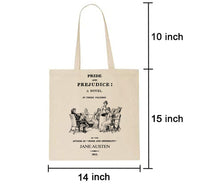 Pride and Prejudice by Jane Austen tote bag. 14x15". Handbag with Pride and Prejudice book design. Book Bag. Library bag. Jane Austen Gift
