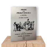 Pride and Prejudice by Jane Austen wall art aluminum panel. Literary Wall art with Pride and Prejudice design. Jane Austen Gift, Literary Gift.