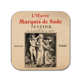 Justine, ou Les Malheurs de la Vertu by Marquis de Sade Coaster. Coffee Mug Coaster with "Justine" book design (French version),Bookish Gift