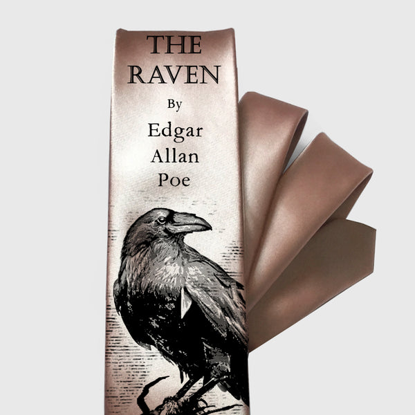 The Raven Necktie. Book Necktie with The Raven by Edgar Allan Poe design. Book Necktie, Literary Gift