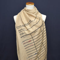 Book Scarf. Library scarf. Library scarf with day due stamps. Print scarf. Beige scarf